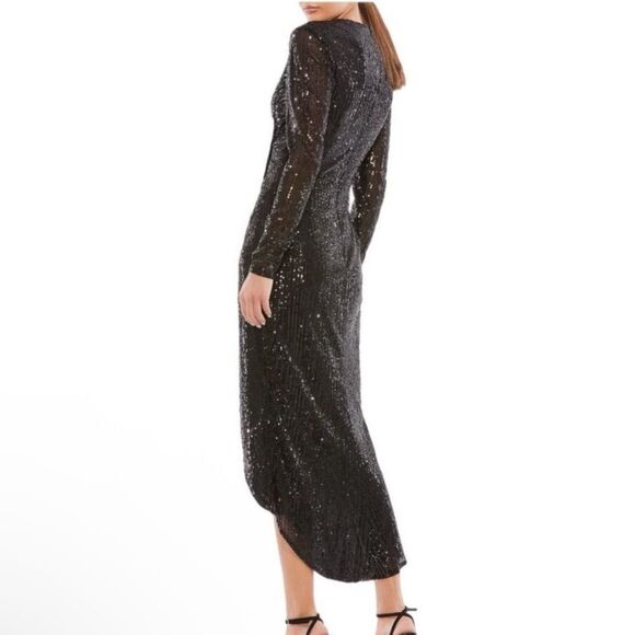 NWT Ieena for Mac Duggal Sequin Knotted Long Sleeve Midi Dress 26549 10 Party - Picture 3 of 11